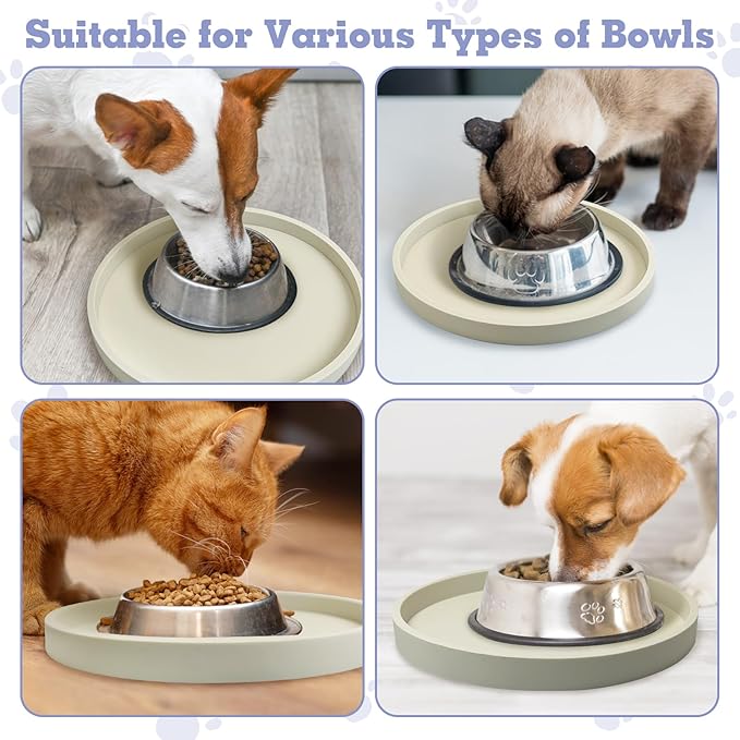 BNOSDM 2 PCS Dog Feeding Mat Brown Silicone Pet Food Mats Waterproof - Image 8