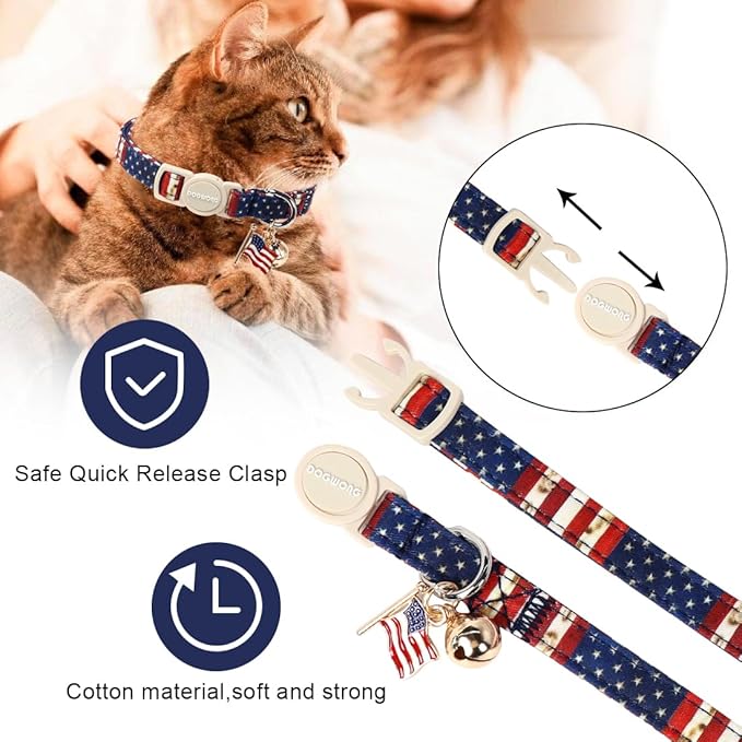 2 Pack American Flag Cat Collars Breakaway - Image 4