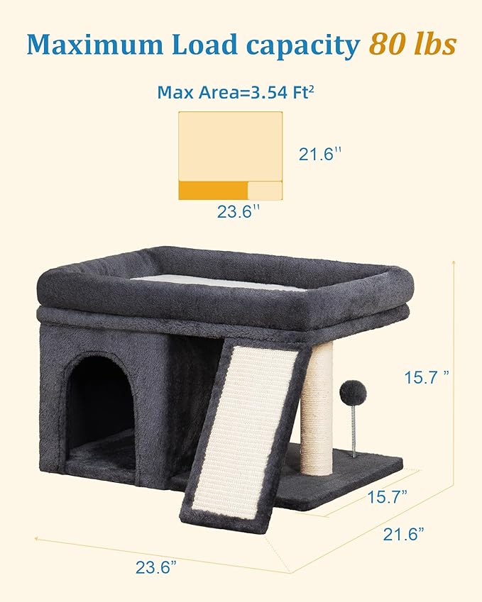 Aechonow XL Cat Tree Tower for Large Adult Cats 20 lbs+, 23x15.7Inch Perch Bed - Image 7
