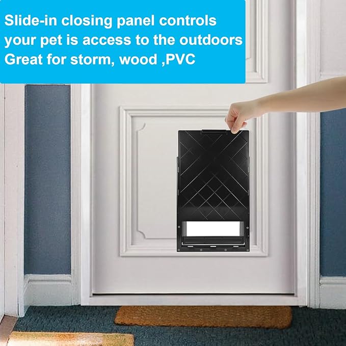 CEESC Dog Door with Soft Transparent Magnetic Flap and Snap-in Closing Panel - Image 4