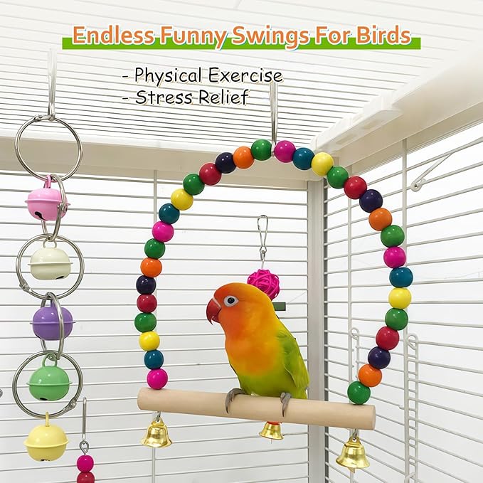 7 Packs Bird Toys for Parakeets, Colorful Parrot Toys - Image 3