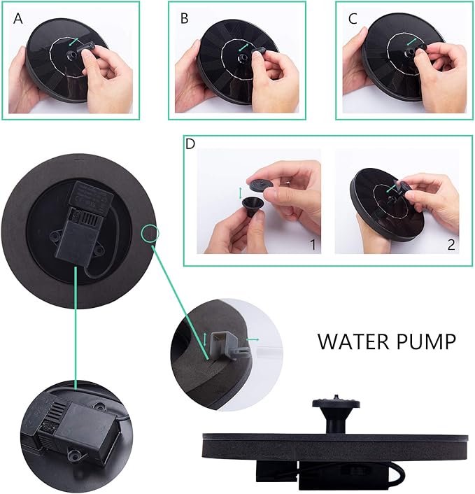 LAWOHO Solar Fountain Pump 1.5W Upgraded Submersible Solar Water Fountain Panel - Image 6