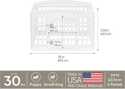 IRIS USA Dog Playpen with Door, 24” 4 Panel Pet Exercise Pen – Indoor Outdoor - Image 3