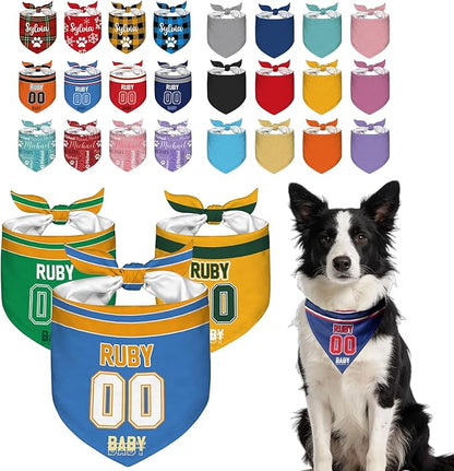 Custom Dog Bandana with Your Own Logo Text Personalized Dog Scarf Triangle Bibs by Roseshore
