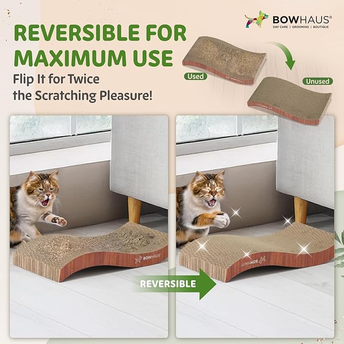 BOWHAUS Curved Cat Scratcher Cardboard, Reversible Scratcher, Durable & - Image 6