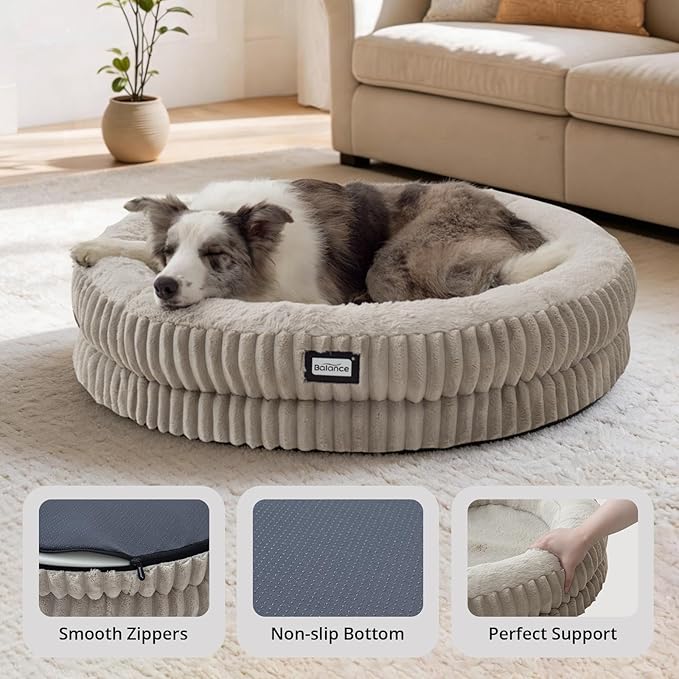 BALANCE Donut Dog Bed, 36 Inches Round Dog Bed Large Size Dogs Washable - Image 4