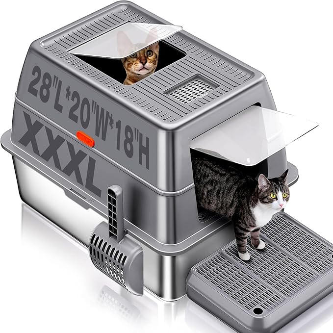 XXXL Stainless Steel Litter Box by KITCATY