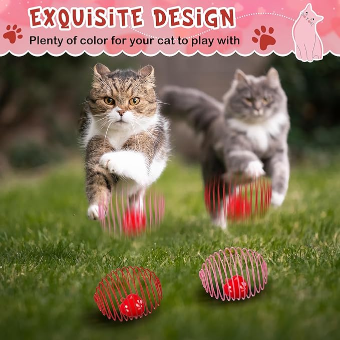 Jecery 5 Pcs Cat Spring Balls Toys Stretchable Rolling Balls Colorful Playful - Image 4