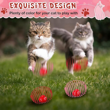 Jecery 5 Pcs Cat Spring Balls Toys Stretchable Rolling Balls Colorful Playful - Image 4