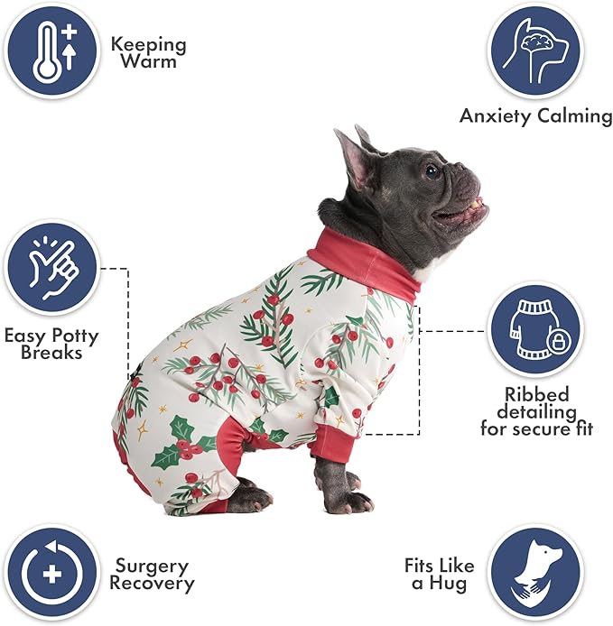 Spark Paws Dog Christmas Pajama, Dog Recovery Suit Male, Ultra-Soft and 4-Way - Image 4