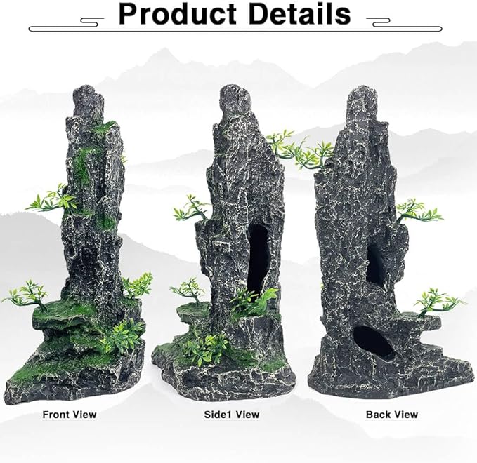 Aquarium Mountain View Stone Ornament Tree Rock Cave Aquarium Decorations Large - Image 5
