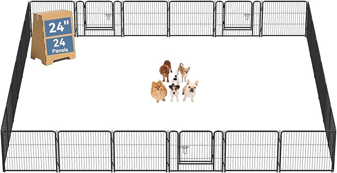 DUMOS Dog Playpen Indoor, Metal 24 Inch 24 Panels Foldable Pet Fence by DumosLifestyle