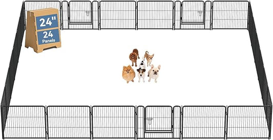 DUMOS Dog Playpen Indoor, Metal 24 Inch 24 Panels Foldable Pet Fence by DumosLifestyle