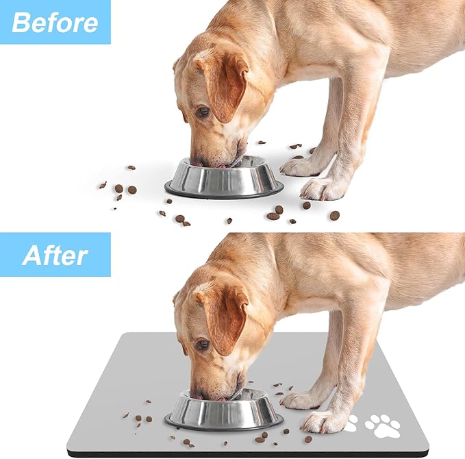 Rnivvi Dog Food Mat, Cute Anti-Slip Rubber Pet Feeding Rug Protect Floors - Image 6