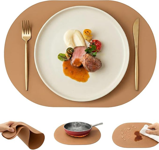 Premium Thick Silicone Placemat，Heat & Oil Resistant, Non-Slip Table Mat by Promattoo