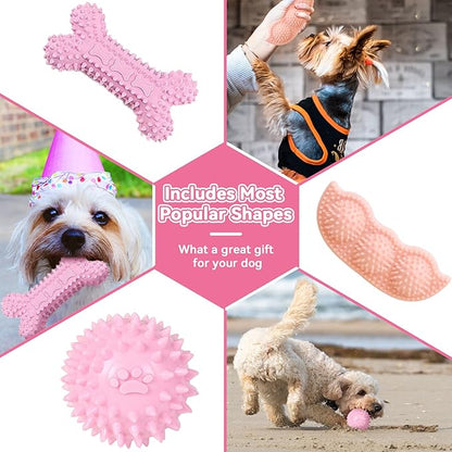 Petcare 6 Pack Puppy Chew Toys for Teething Cute Pink Puppy Toys Small Dog Toys - Image 3