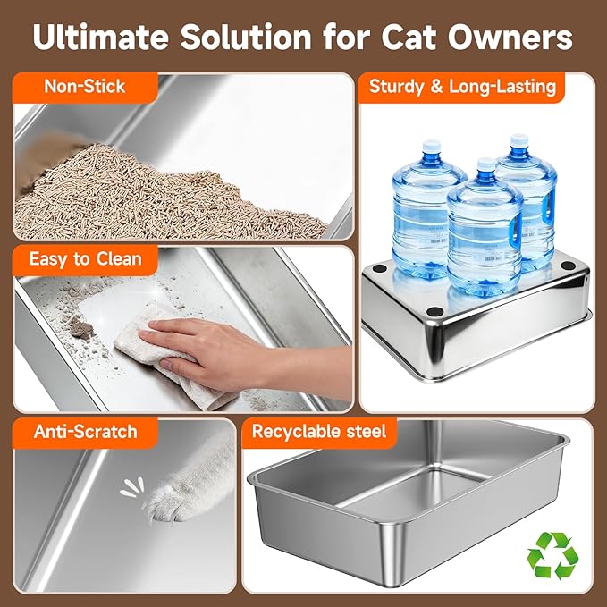Stainless Steel Litter Box, XL Metal Litter Box - Image 4