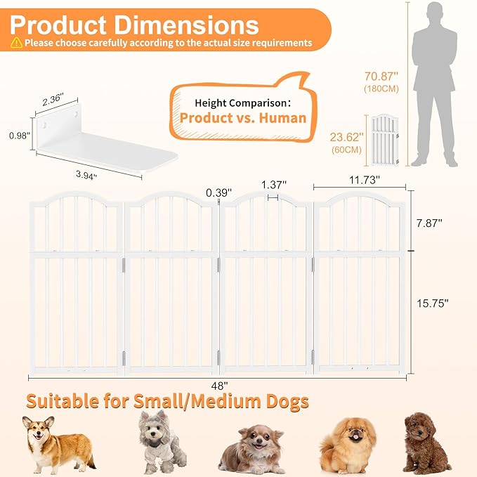 Snughome Dog Gate Indoor, 23.62" H Freestanding Short Dog Door Gates - Image 5