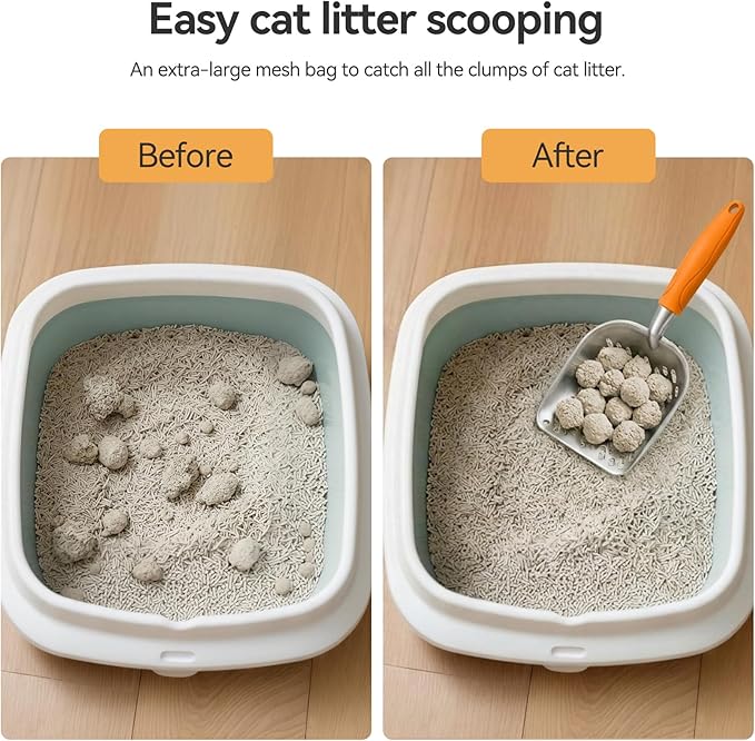 Cat Litter Scoop, Large Long Handle Kitty Metal Scooper, Heavy Duty Aluminum - Image 4