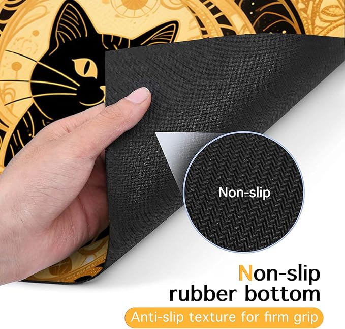 HOMETITUTE Cat Feedings Mats 20x12 inch Golden Cat Print Pet Bowl Placemat Non - Image 7