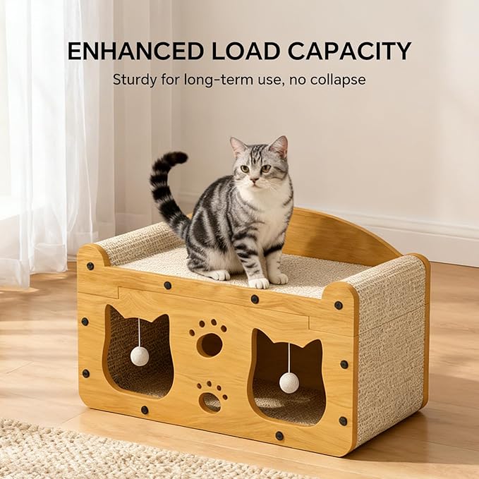 Bilayer Cat Scratcher House, 2-in-1 Cardboard Cat House - Image 2