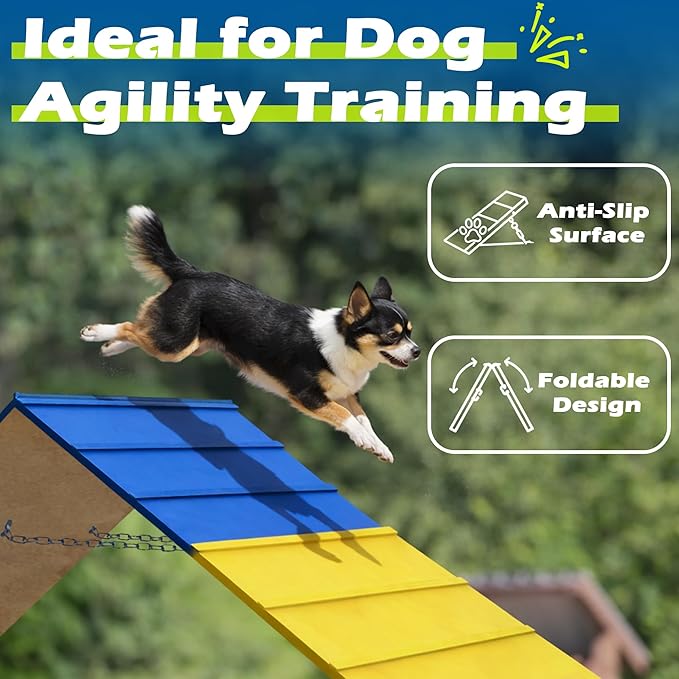 Dogs Agility Course Backyard Set, Non-Slip Dog Agility A-Frame - Image 2