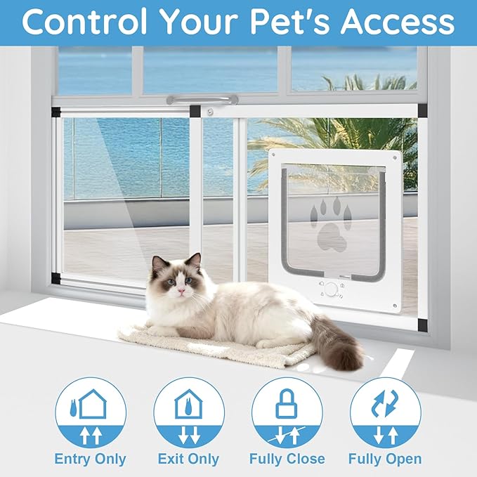 Sliding Cat Door for Window, Fits 22"-28.5" Width Window, 1-Min Install | - Image 2