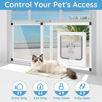Sliding Cat Door for Window, Fits 28.5"-32" Width Window, 1-Min Install | - Image 2