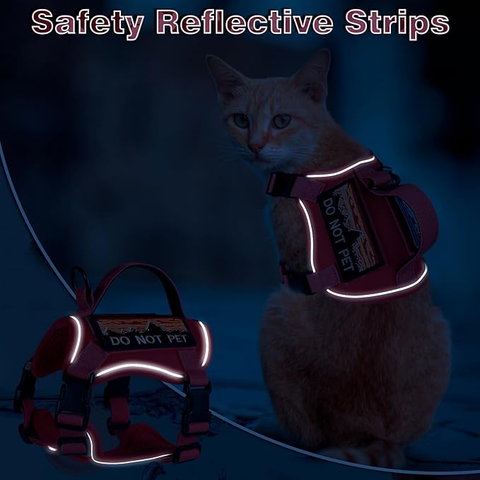 Tactical Cat Harness for Walking, Adjustable Escape Proof Pet Vest for Large Cat - Image 8