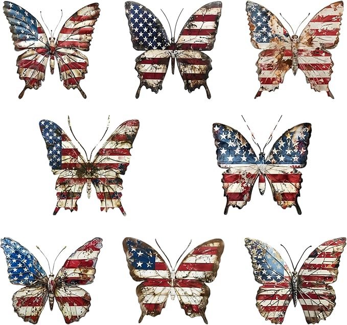 8 Pcs 4th of July Tree Hanging Ornaments Butterfly Independence Day Decorations by NSSHEL