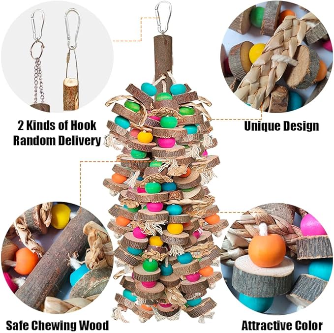 Extra Large Bird Parrot Toys- 19.7 inch Multicolored Natural Wooden Block - Image 6