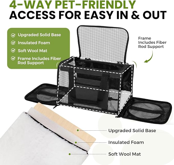Expandable Cat Carrier Airline Approved Soft-Sided Pet Travel Carrier - Image 3