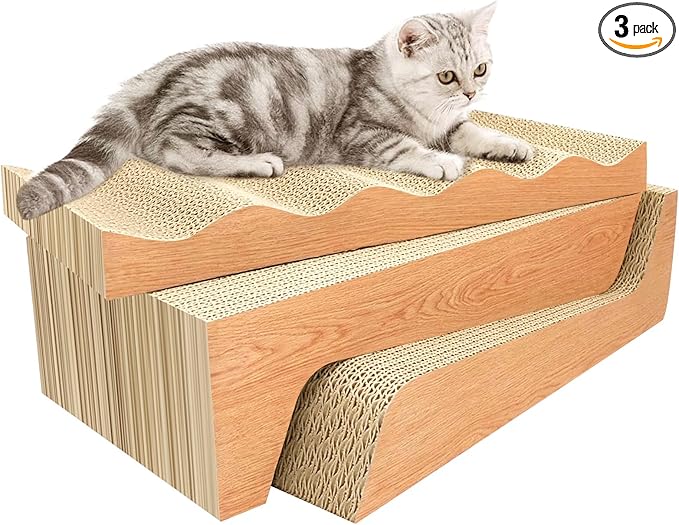 Cat Scratch Pad, 3 Packs Corrugated Cardboards Cat Scratcher Pads by RUMUUKE