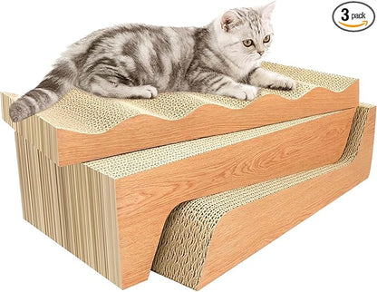 Cat Scratch Pad, 3 Packs Corrugated Cardboards Cat Scratcher Pads by RUMUUKE