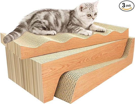 Cat Scratch Pad, 3 Packs Corrugated Cardboards Cat Scratcher Pads by RUMUUKE