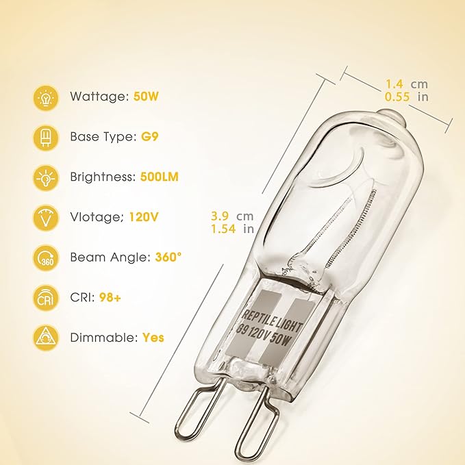 Briignite G9 Heat Lamp Bulbs for Reptile, Mini Reptile Light, Dimmable G9 Mini - Image 2