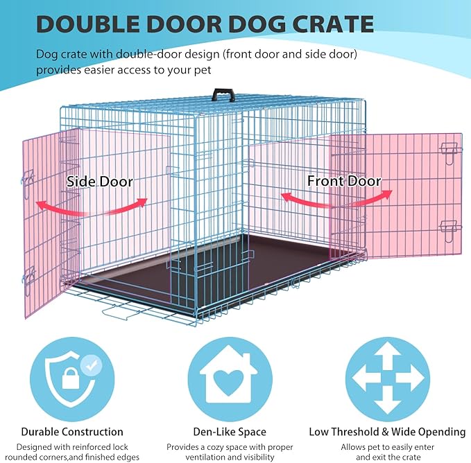 BestPet | Dog Crate | 36" | Blue | Foldable Metal Kennel - Image 3