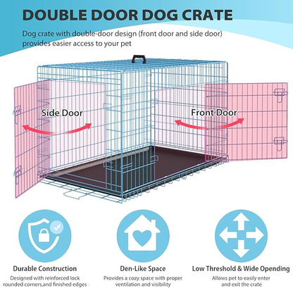 BestPet | Dog Crate | 36" | Blue | Foldable Metal Kennel - Image 3