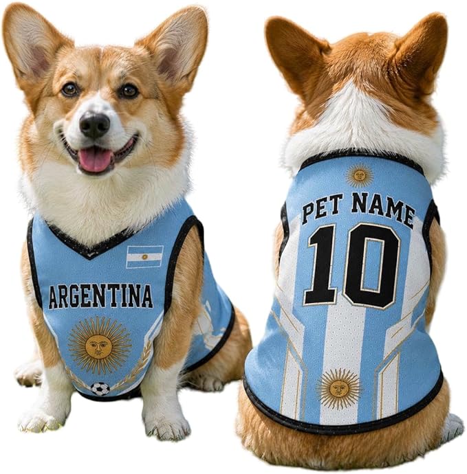 V-DECORPARKS Dog Jersey Custom Name Number, Pets Soccer Jersey by V-Decorparks