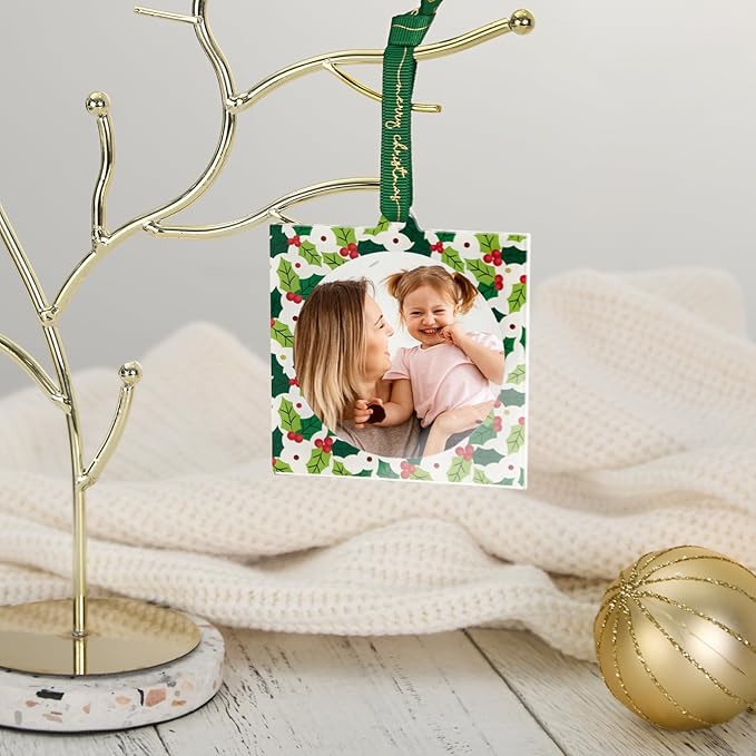 UNIQOOO Floral/Snowflake/Holly Christmas Acrylic Picture Frame Ornaments - Image 8
