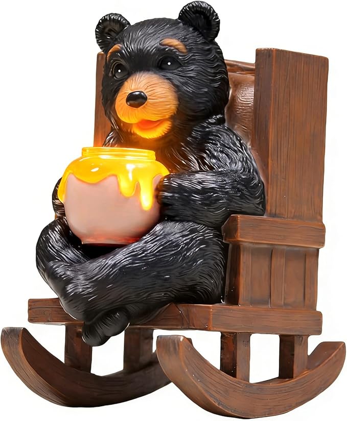 Sheaifun Solar Garden Statues Black Bear Decor Resin Bear Statues Outdoor - Image 9