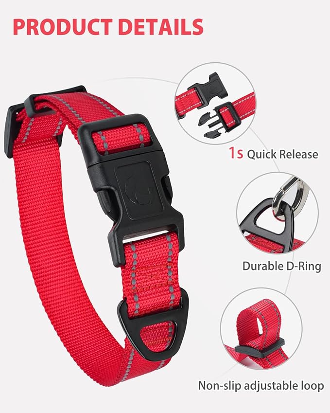 Joytale Extra Large Dog Collar, Wide Double-Sided Reflective Nylon Collar - Image 4