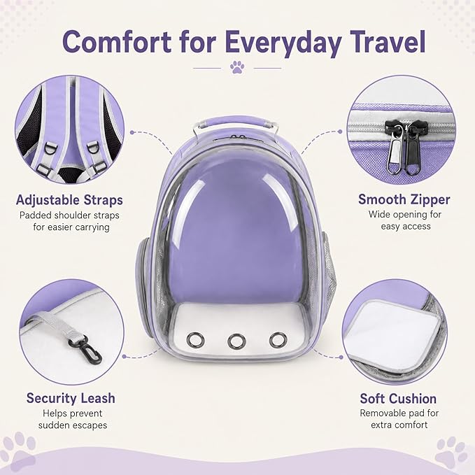 Expandable Cat Backpack Carrier, Breathable Clear Bubble Window Pet Carrier - Image 3