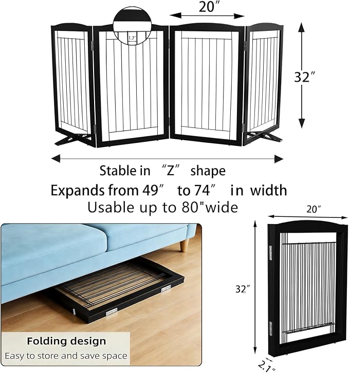 ZJSF Freestanding Dog Fence Indoor, Foldable Dog Gate - Image 7