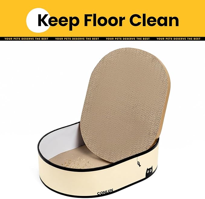 Conlun Cat Scratcher Box with 4 Cat Scratching Board Reversible Cat Scratch Pad - Image 5