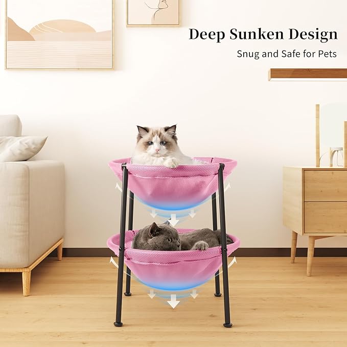 JUNSPOW Double Cat Bed Pink, Breathable Pet Bed - Image 4