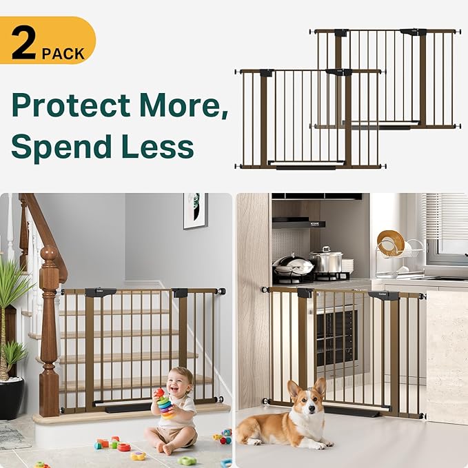 Cumbor 2 Pack 30-46" Baby Gate for Stairs, Mom's Choice Awards Winner-Auto - Image 2