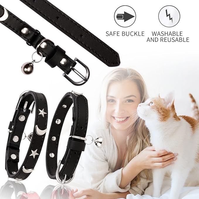 CHUKCHI Leather Cat Collars for Boy Girl Cats - Image 4