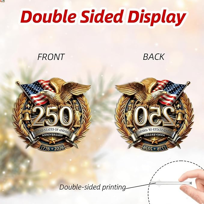 9 Pcs 250th Anniversary USA Ornament Eagle 1776-2026 Independence Day Decor 2D - Image 5