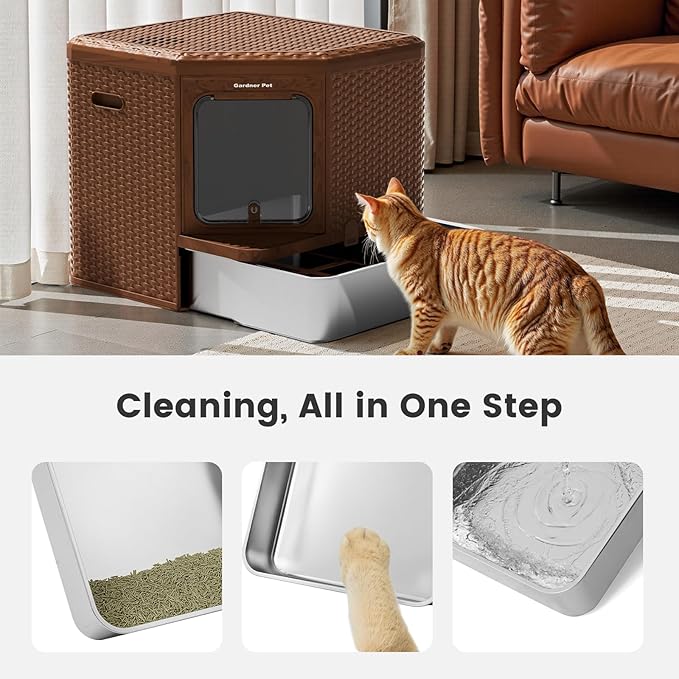 Gradner Pet Cat Litter Tray, Odour-Resistant Enclosed Cat Litter Box - Image 4